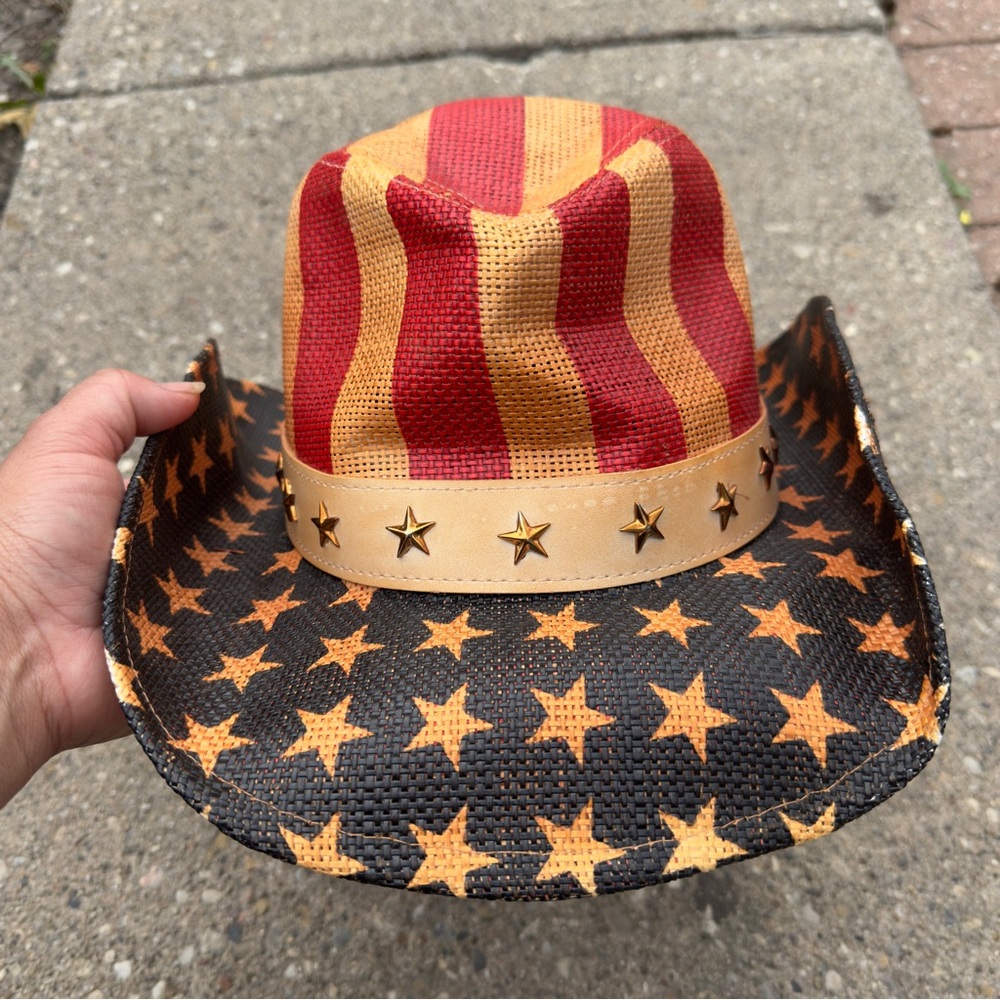 GOLD COAST SUNWAER Patriotic American Cowboy Hat Star Studded Hat